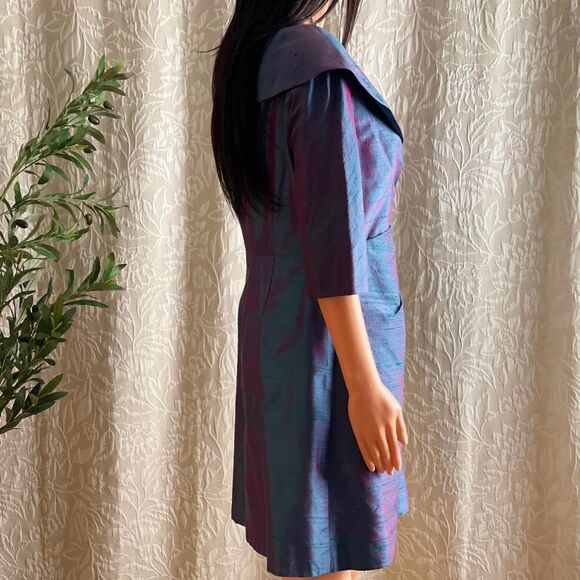 NWT Vintage 90s Kay Unger Iridescent Magenta Blue Evening Dress Size 10 - Picture 4 of 8